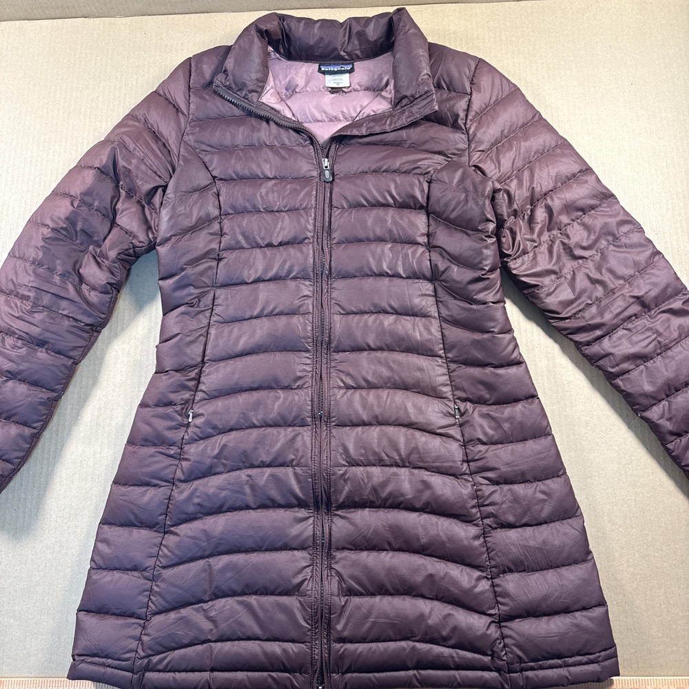 Patagonia Fiona Down Jacket Women Medium Purple/plum Quilted Full Zip Puffer